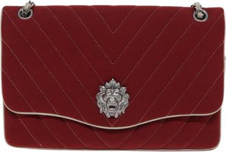 Chanel Chevron Quilted Leo Lion Single Flap Bag Jersey And Leather Red Canvas Bag (Pre-Owned)