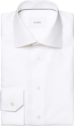 Eton Contemporary Fit Textured Solid Dress Shirt in White at Nordstrom, Size 18.5
