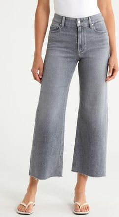 Paige Anessa High Waist Raw Hem Wide Leg Jeans in Smokey Grey at Nordstrom, Size 30