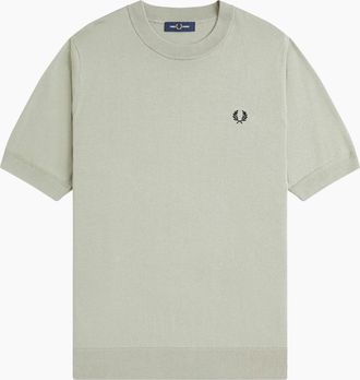 Fred Perry Mens Fred Perry Cotton Knitted T-Shirt - Green - Size: 44
