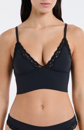 Etam Lace Trim Triangle Longline Bralette in Black at Nordstrom, Size X-Small