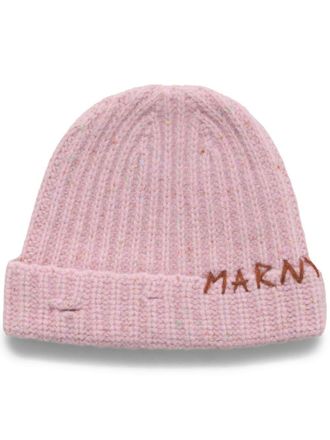 Marni Berretto a coste con ricamo - Rosa