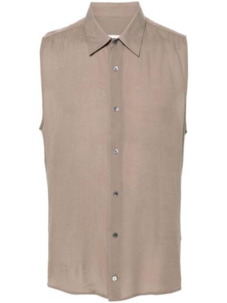 Ami straight-collar crepe shirt - unisex - Viscose - S - Neutrals