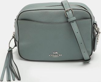 Coach Camera Light Blue Pebbled Leather Shoulder Bag