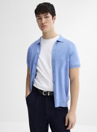 Lindbergh Mens Ultra-soft polo-collar Cardigan Sweater