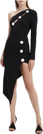 DAVID KOMA Black Asymmetric Plexi Mirror One Shoulder Dress Size S