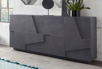 Dmora Aparador Moderno Con 4 Puertas, Made In Italy, Aparador De Cocina, Buffet De Dise&ntilde;o De Sala De Estar, 162x44h86 Cm, Color Gris Ceniza, Con Embalaje Re