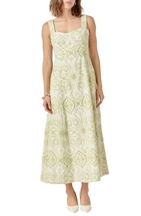 endless rose Eyelet Embroidery A-Line Dress in Pistachio at Nordstrom, Size Large