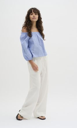 MY ESSENTIAL WARDROBE Blouse met korte mouwen Loose fit blue white