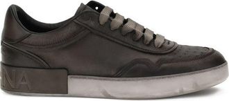 Dolce & Gabbana Brown Calf Leather Bos Taurus Low Top Mens Sneakers