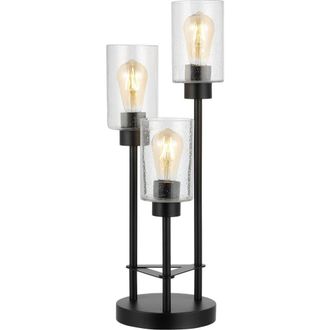 Jonathan Y Designs Axel Modern 20.5 3-Light Iron/Seeded Glass Modern Industrial LED Table Lamp, Black at Nordstrom