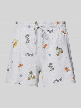 Jake*s Casual Loose Fit Pyjama-Shorts mit Tom&Jerry-Print in Hellgrau Melange, Gr&ouml;&szlig;e M