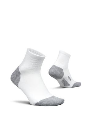 Feetures Elite Max Cushion Quarter Sock Athletic Running Socks, Targeted Compression, Moisture Wicking in White at Nordstrom, Size Medium