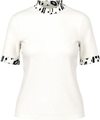Marc Cain T-shirt met Leo Manchet - Dames - Blouses - Wit - XS - Katoen - Overhemden