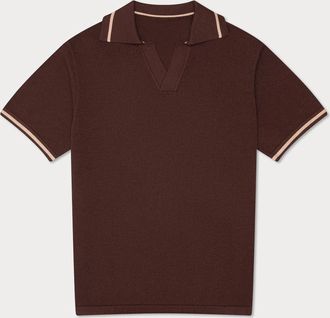 MAVRANS Mens Crochet Polo In Chocolate