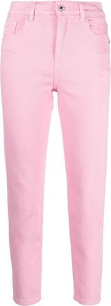 Patrizia Pepe logo-plaque tapered jeans - women - Cotton/Elastane - 27 - Pink