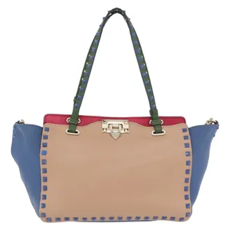 Valentino Garavani Rockstud Frame Handle Calf Hair Multicolour Leather Handbag (Pre-Owned)
