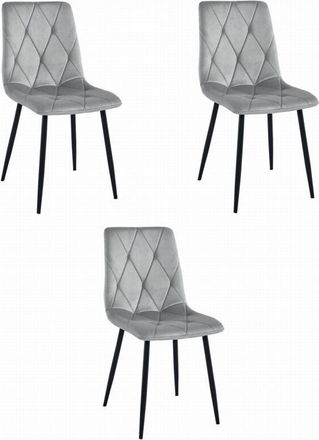 OEM Silla Libra - Terciopelo Gris Plata / Patas Negras X 3