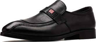 Generic Formal Oxford Shoes for Men Lace Up Round Toe Derby Shoes Cowhide Non Slip Rubber Sole Slip Resistant Low Top Anti-Slip Classic(Black Slip On,5.5 UK)