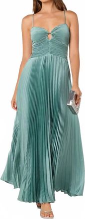 Astr Alaia Satin Pliss&eacute; Maxi Dress In Seafoam