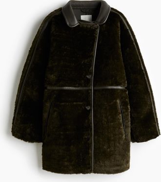 H&M Flauschiger Mantel - Green