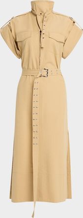 Ganni Cowl-Neck Summer Suiting Dress