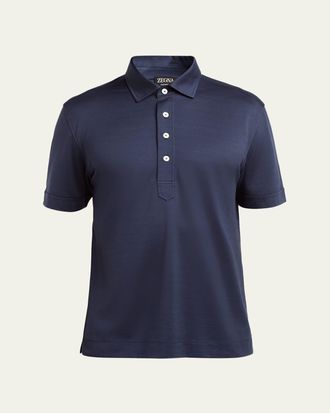 Ermenegildo Zegna Mens Leggerissimo Cotton and Silk Polo Shirt