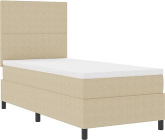 vidaXL Box Spring Bed with Headboard Light Grey and White 100 x 200 cm vidaXL