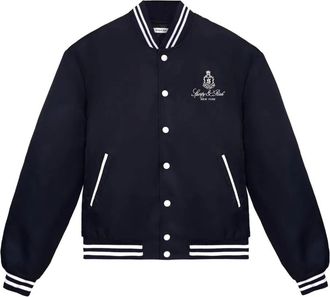 Sporty & Rich Giacca varsity in raso con ricamo - Blu