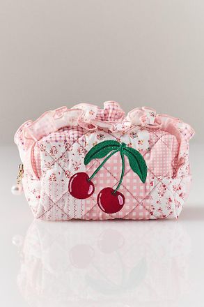 Shiraleah Quilted Cherry Valentine Cosmetic Bag