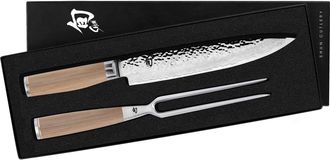 Shun Premier Blonde 2 Piece Carving Set with 9.5 Inch Slicing Knife and Carving Fork