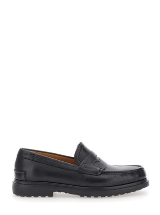 Ferragamo brema Black Loafers With Tonal Stitching And Almond Toe In Leather Man