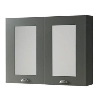 Clifton Matt Grey Bathroom Mirror Cabinet 80cm Wide in Charcoal