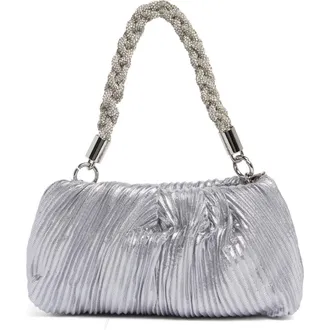 Jessica McClintock Florian Pleated Metallic Shoulder Bag in Silver at Nordstrom Rack