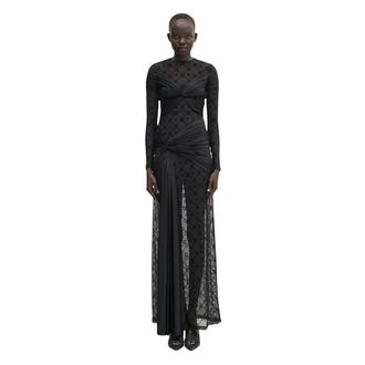 Marine Serre Geknoopte Jersey Jurk met Draping - Dames - Jurken - Zwart - Maat: M Jersey