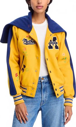 Mother Split Hood Team Spirit Jacket In Yellow/navy