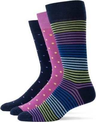 Lorenzo Uomo Assorted 3-Pack Crew Socks in Navy at Nordstrom Rack, Size 10-13
