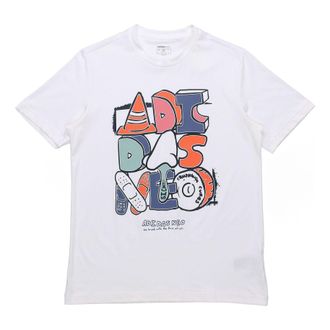 adidas neo M Ssfv5 Tee1 Funny Printing Logo Sports Cotton Round Neck Short Sleeve White GP4864