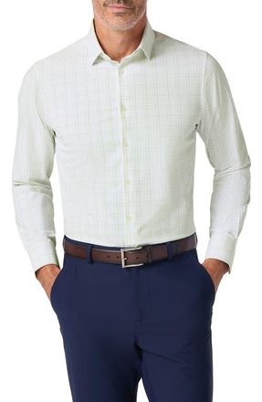 Mizzen+Main Leeward Trim Fit Plaid Performance Button-Up Shirt in Eucalyptus Jordan Plaid at Nordstrom, Size Xx-Large