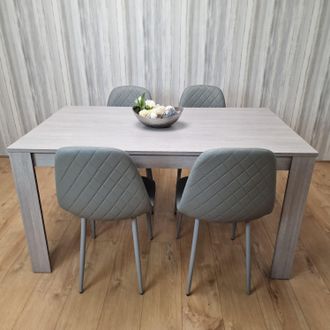 Kosy Koala Grey Dining Table Set With 4 Grey Stitched Padded Chairs Kitching Dining Set Dining Room