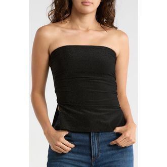 Madden Girl Metallic Knit Tube Top in Black With Dtm Metallic at Nordstrom Rack, Size X-Large