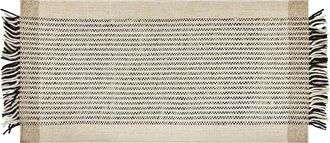 Beliani Beliani - Alfombra De Lana Beige Claro Negro 80 X 150 Cm Algod&oacute;n Hecho A Mano Borlas Divarli