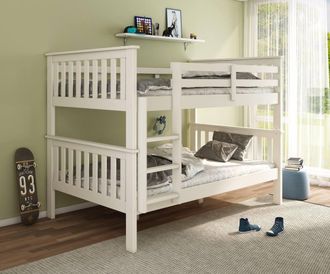 Bedmaster Oslo White Quadruple Sleeper Bunk Bed With Pocket Mattresses | Size: Small Double