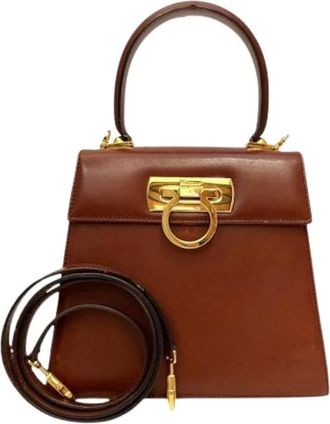 Ferragamo Pre-owned Handbags, female, Brown, Size: ONE SIZE Pre-owned Gancini Handbag