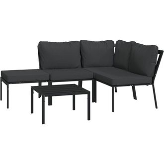 vidaXL Set De Muebles De Jard&iacute;n 5 Piezas Acero Con Cojines Gris Vidaxl