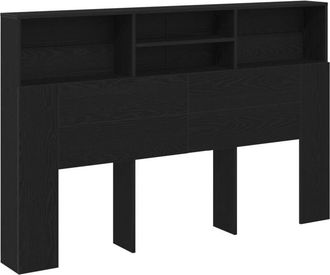 vidaXL Headboard Cabinet with Shelf Black oak 160 x 19 x 103.5 cm Vidaxl