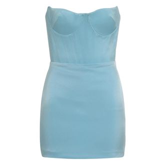 Alex Perry Kleedjes, Dames, Blauw, S, Leer, Harper Satin Strapless Mini Jurk