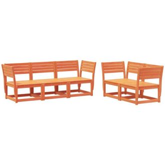 vidaXL Vidaxl - Set Divani da Giardino 5 pz Marrone Cera Legno Massello Pino