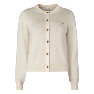 Maison Kitsun&eacute; Truien & Vesten, Dames, Beige, L, Wol, Wollen Cardigan