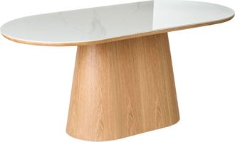 Beliani Beliani - Tavolo Da Pranzo Ovale 180 X 90 Cm Gamba In Legno Mdf Impiallacciato Frassino Finitura Lockhart